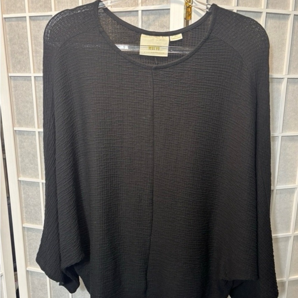 Anthropologie Maeve Black Gauze Dolman Sleeve Black Top Size Small Lange Look - Picture 2 of 7